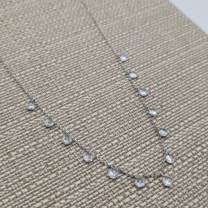 17 Inch Sterling Silver Petite Faceted Cubic Zirconia Gems Necklace A4096